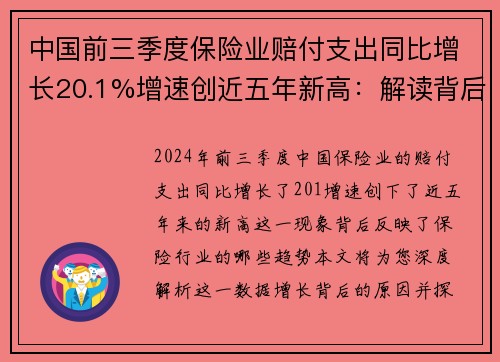 中国前三季度保险业赔付支出同比增长20.1%增速创近五年新高：解读背后的保险行业趋势