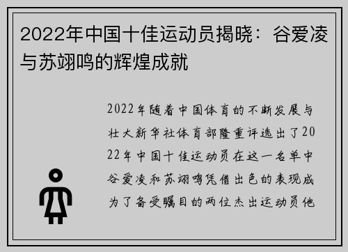 2022年中国十佳运动员揭晓：谷爱凌与苏翊鸣的辉煌成就